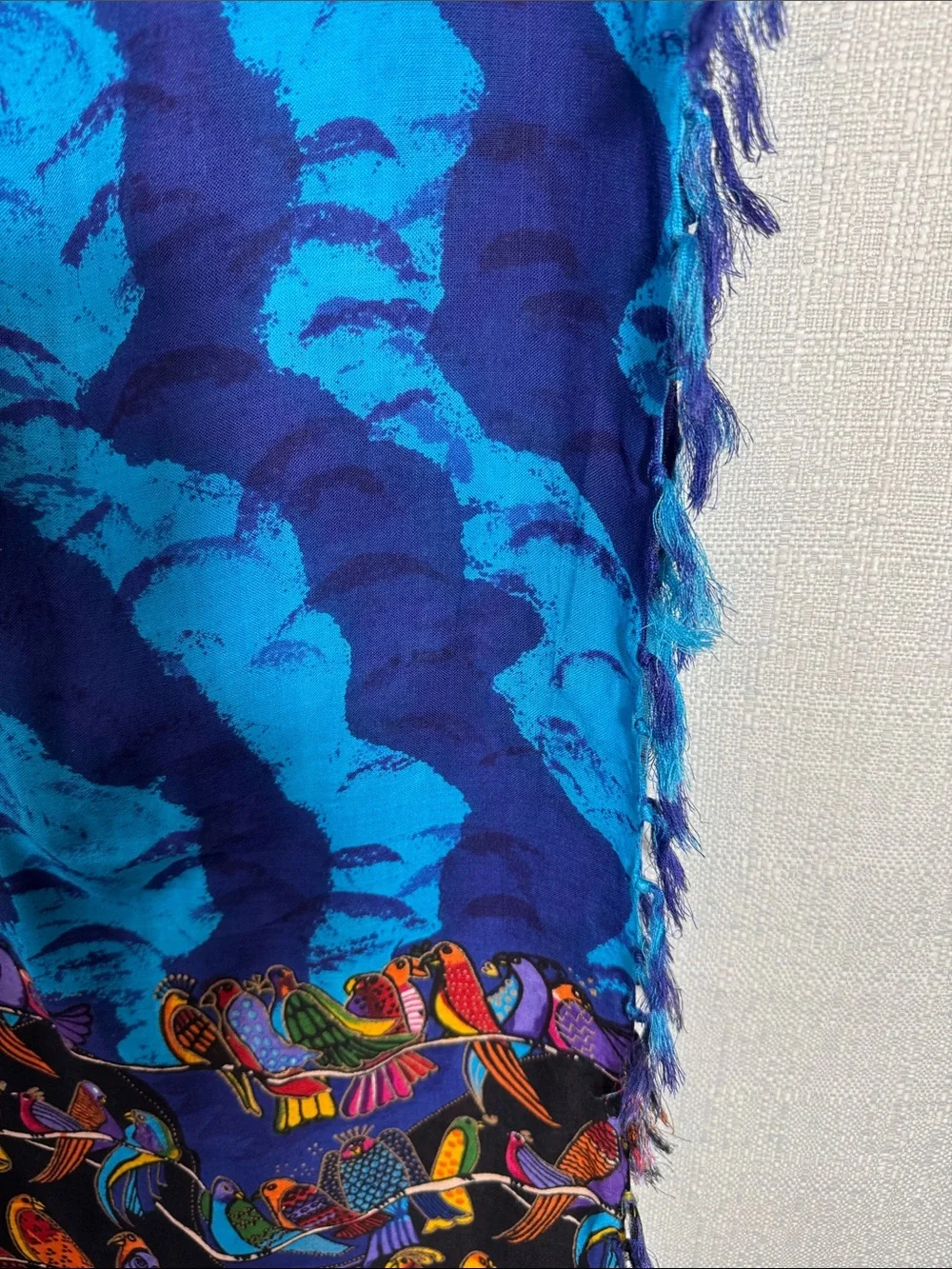 Laurel Burch Colorful‎ Bird Print Rayon Sarong Pareo Beach Cover Up Scarf NWOT